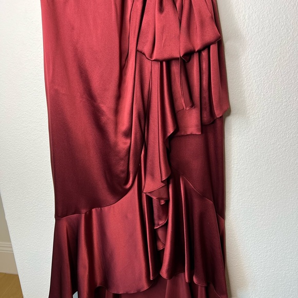 Cinq à Sept Wine Red Faux Wrap Silk Dress 2 - Picture 5 of 8